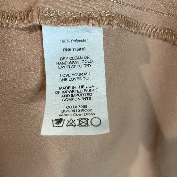 Show Me Your Mumu Verona Cowl Dress Rose Gold Luxe Satin Small NWOT SMYM - Picture 3 of 3